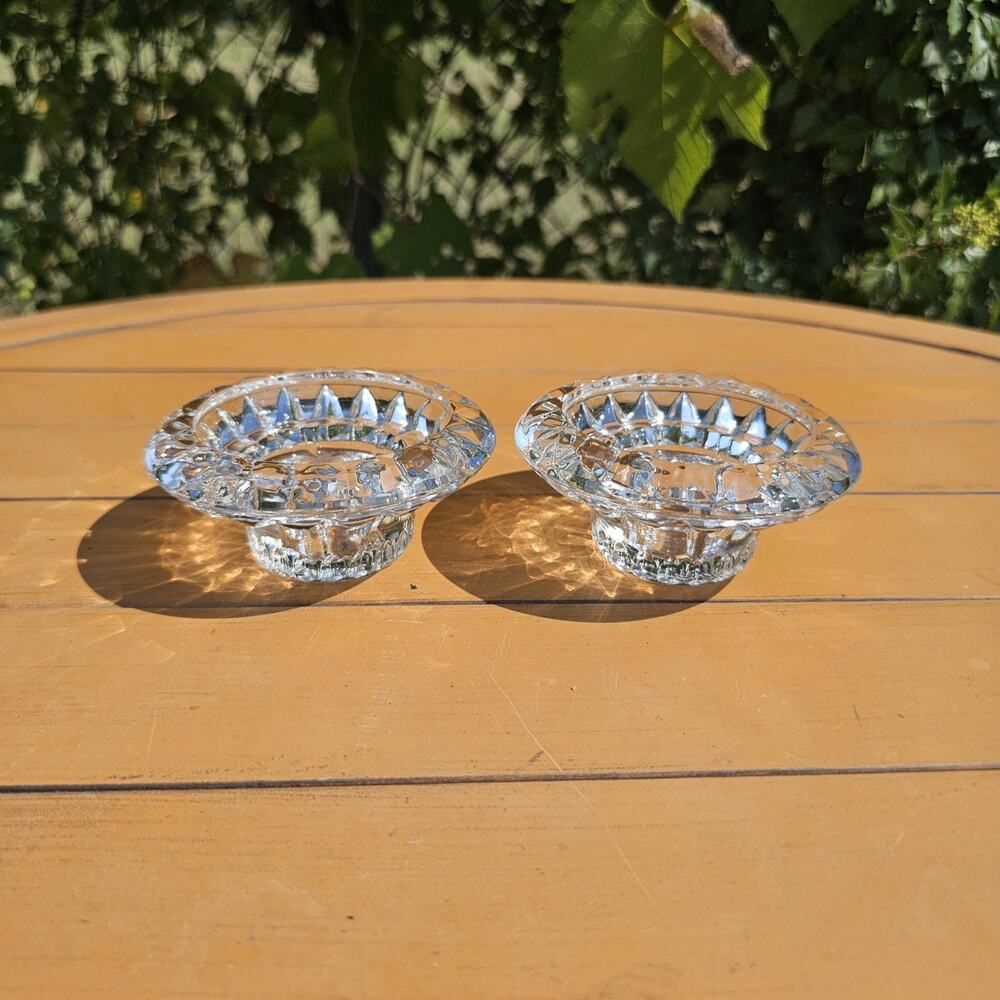 Vintage Set of 2 KIG Indonesia Crystal Small Candlestick Holders